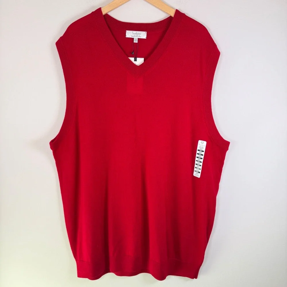 NEW Turnbury Men's‎ 2XT 100% Extra Fine Merino Wool V-Neck Sweater Vest NWT Red